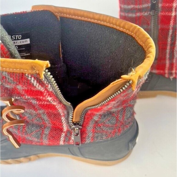 STQ Walk Into Winter Boots Women Size 9 Red Plaid Duck ST210317 Synthetic/TPR - Picture 9 of 12